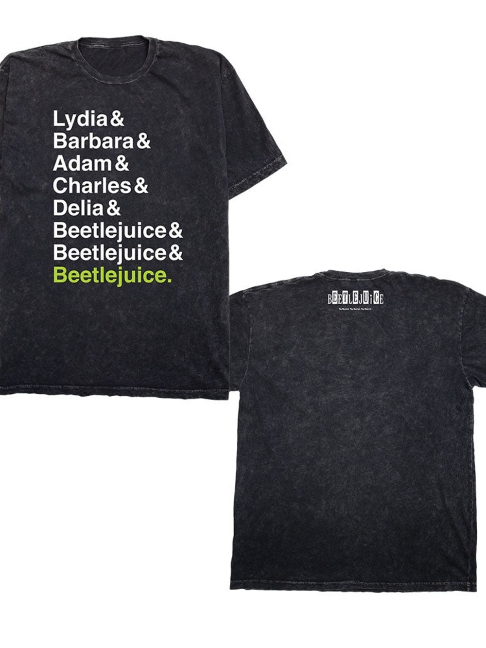 Beetlejuice The Musical Cast Names Acid Wash Graphic Tee Small 100% COTTON 🪲